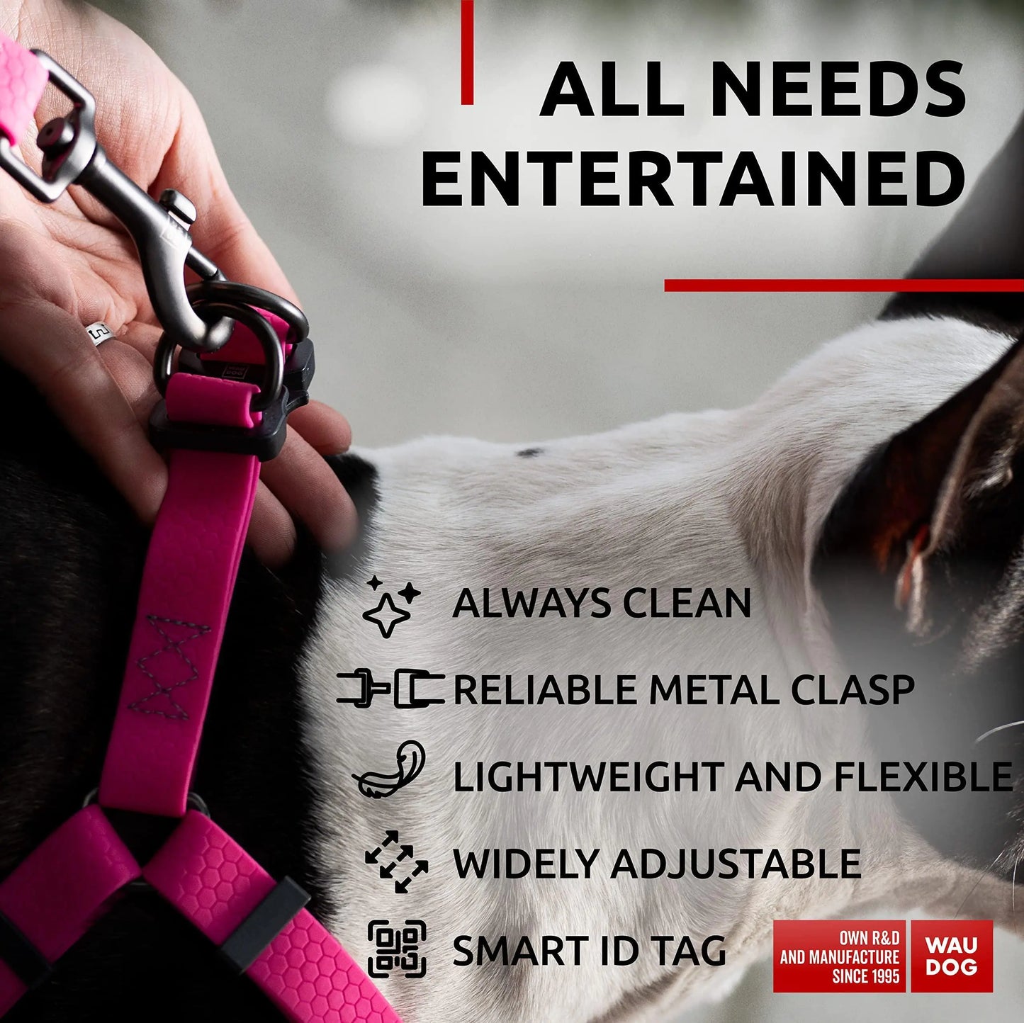 Small Dog Waterproof Harness 16-22 inch Pink