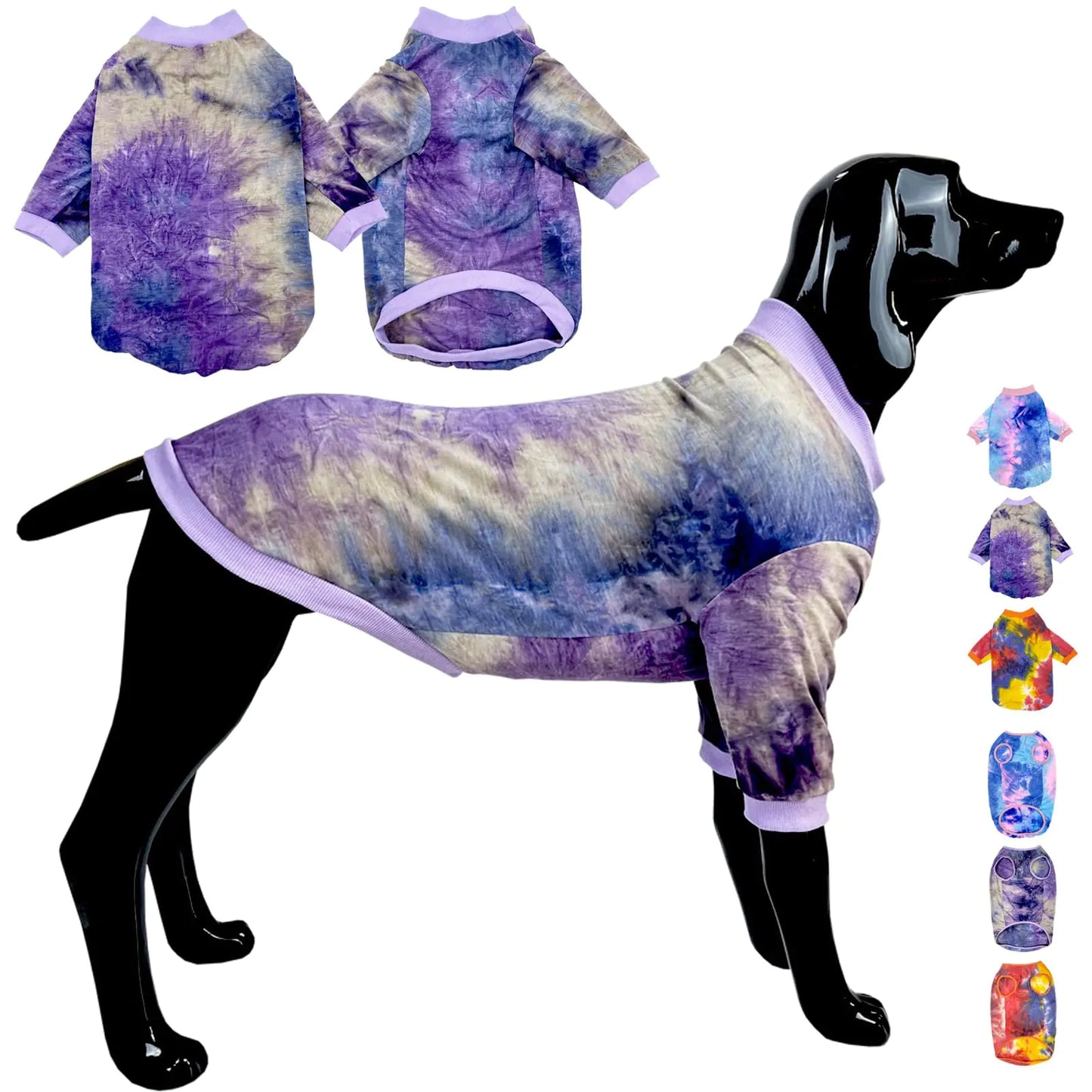 Tie-Dye Cotton Large Dog Shirt (Purple)