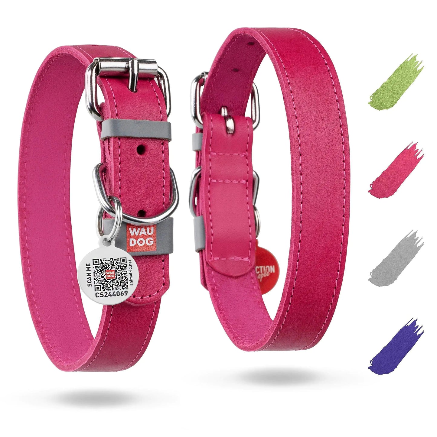 Pink Durable Leather Collar for Medium Dogs