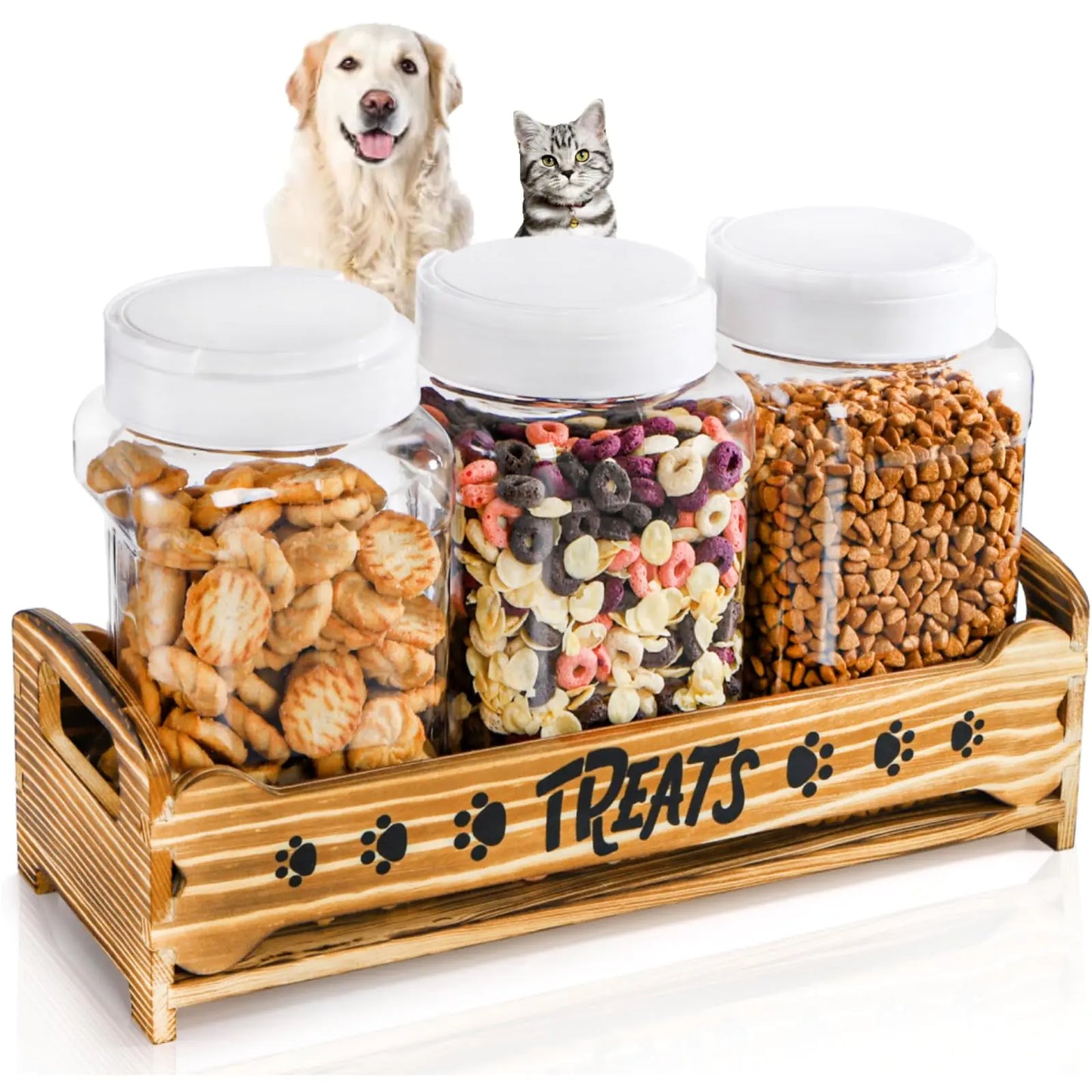 Pawfect Treats Wooden Storage Set with Clear Jars
