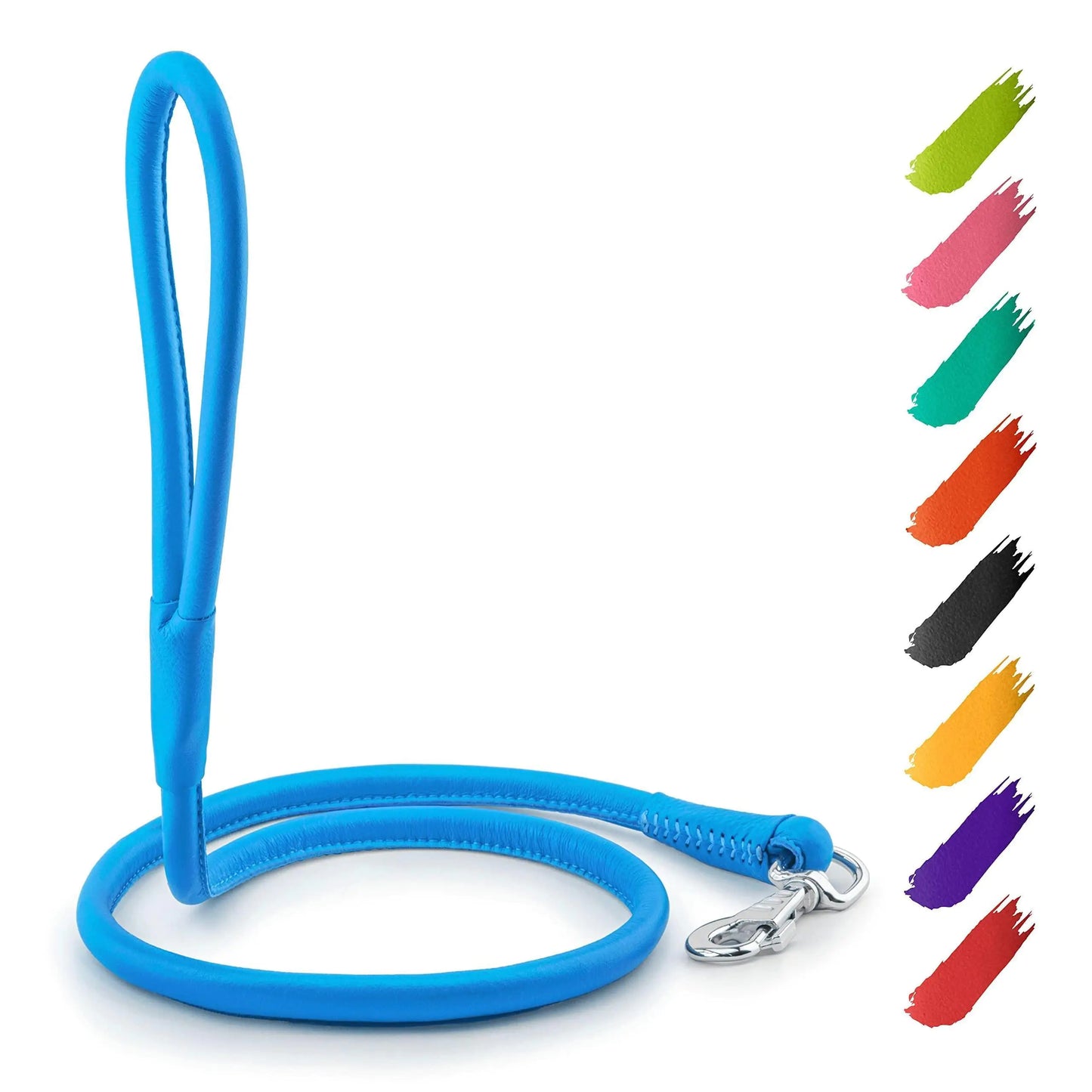 Vibrant Rolled Leather 6Ft Dog Leash