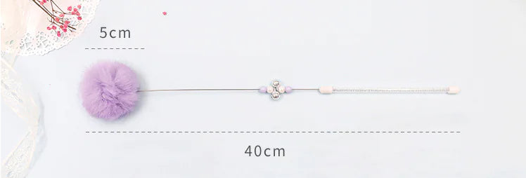 Rainbow Rabbit Fur Cat Toy Wand