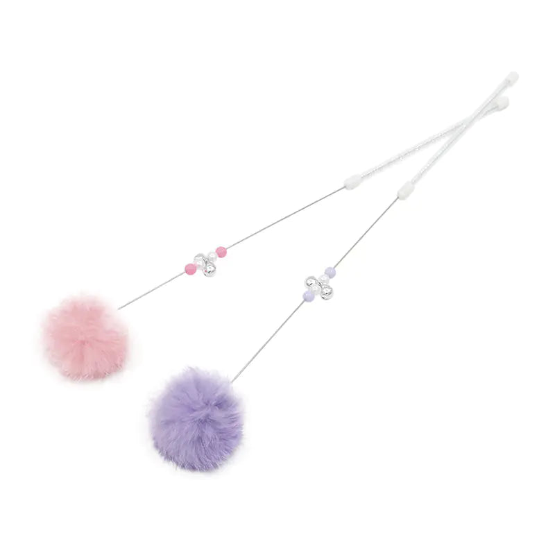 Rainbow Rabbit Fur Cat Toy Wand