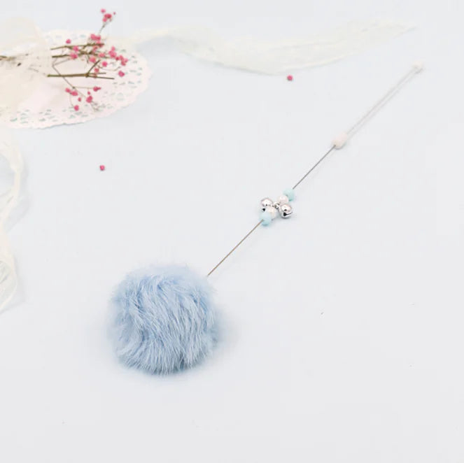Rainbow Rabbit Fur Cat Toy Wand