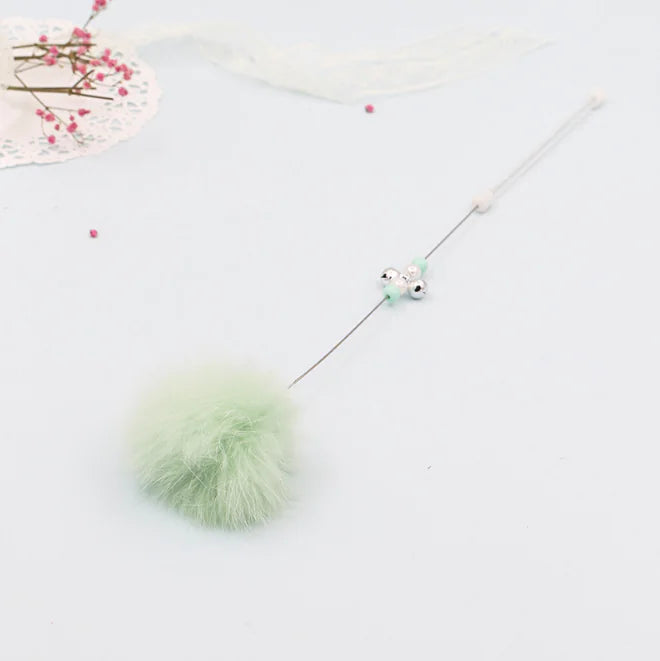 Rainbow Rabbit Fur Cat Toy Wand