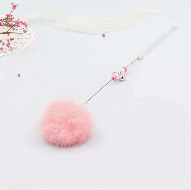 Rainbow Rabbit Fur Cat Toy Wand