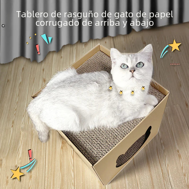 Vertical Feline Scratching Tower with Corrugated House