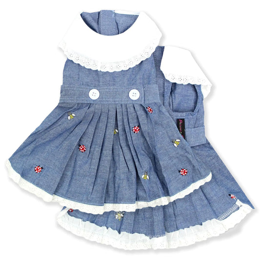 Vestido de verano Chambray Canine - Mono ligero para niñas XL3