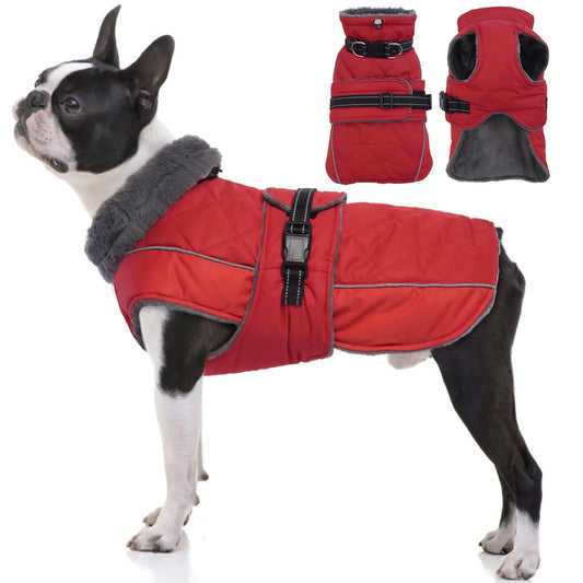 QBLEEV Adjustable Fleece-Lined Dog Coat