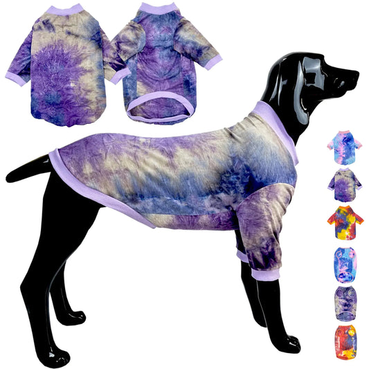 Tie-Dye Cotton Large Dog Shirt (Purple)