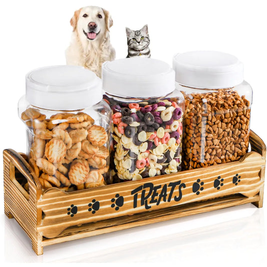 Pawfect Treats Wooden Storage Set with Clear Jars