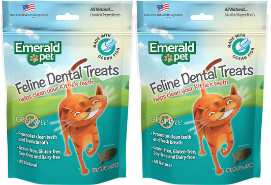 Emerald Pet Ocean Fish Dental Cat Treats, 2-Pack, 3oz
